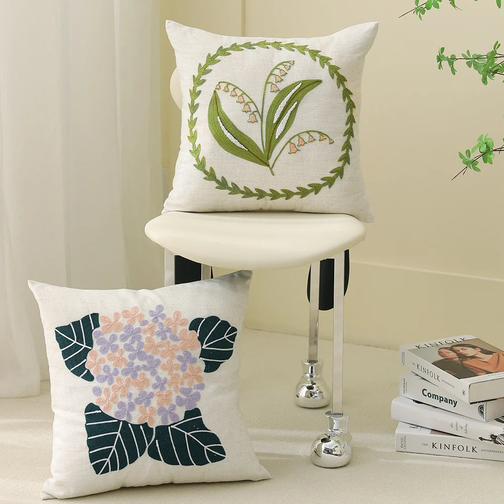 Cushion Cover Bouclé Tufted Floral Removable Cover 18x18 Inch