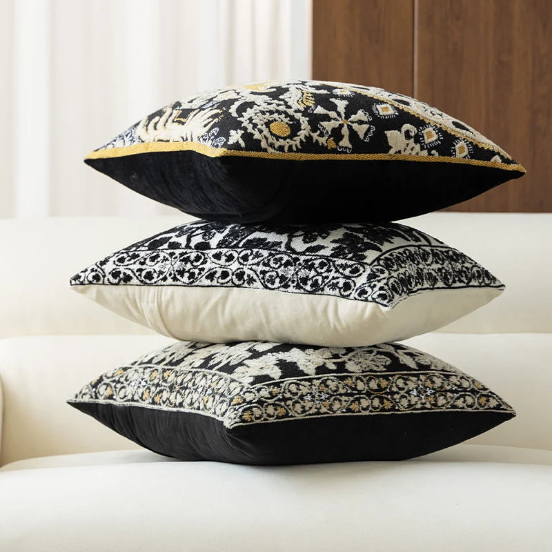 Cushion Cover Chenille Jacquard Floral Zipper & Machine Washable
