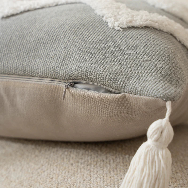 Cushion Cover Cotton Blend Boucle Tassels