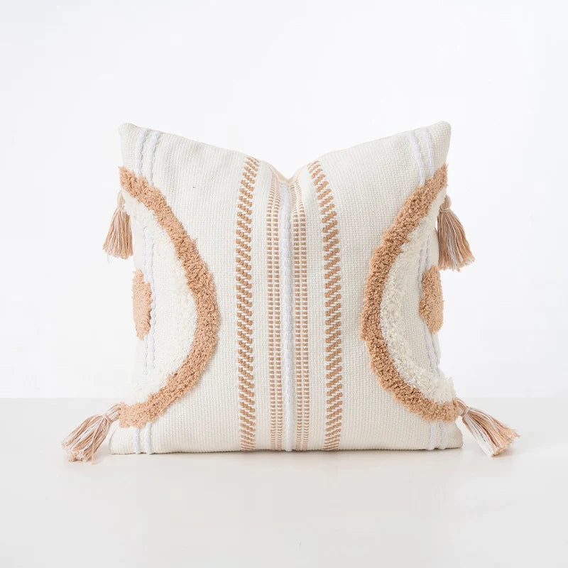 Cushion Cover Cotton Blend Boucle Tassels