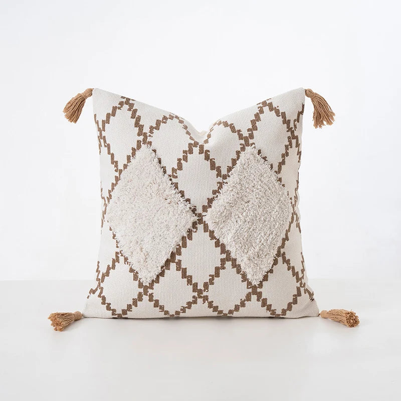 Cushion Cover Cotton Blend Boucle Tassels