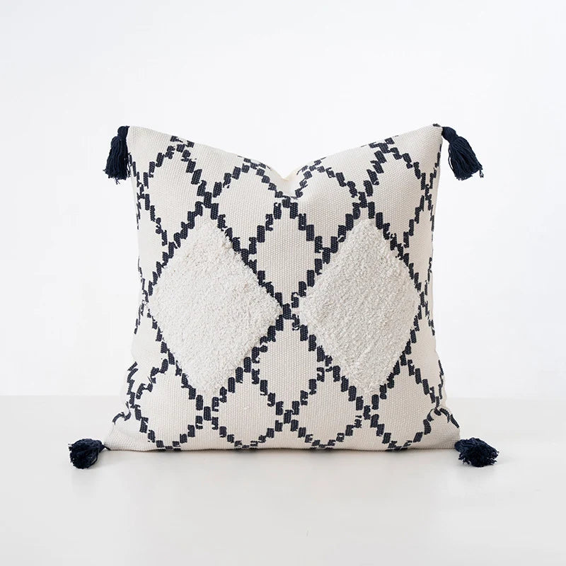 Cushion Cover Cotton Blend Boucle Tassels