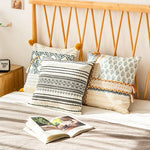 Cushion Cover Cotton Blend Ethnic Jacquard Braided Tassels