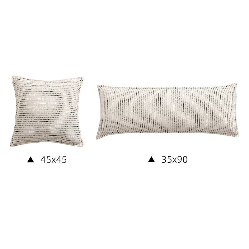 Cushion Cover Cotton-Linen Blend Woven Stripe Hidden Zipper