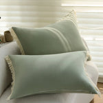 Cushion Cover Cotton-Linen Texture Fringed Edge Invisible Zipper