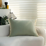 Cushion Cover Cotton-Linen Texture Fringed Edge Invisible Zipper