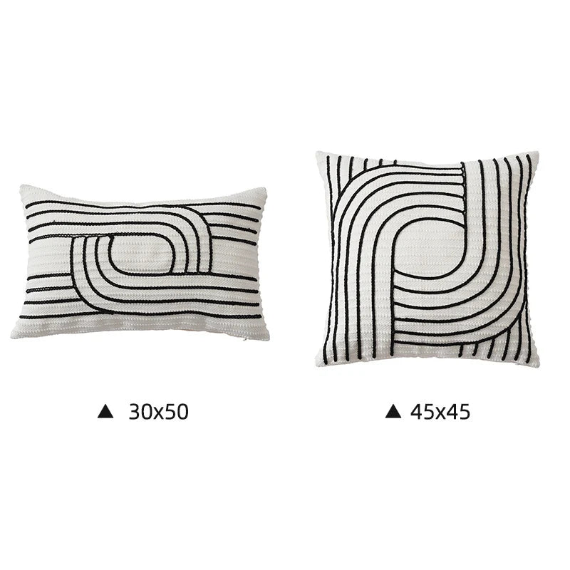 Cushion Cover Embroidered Cotton Blend Concealed Zipper