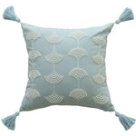 Cushion Cover Embroidered Fan Motif Tassels Cotton Blend