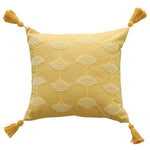 Cushion Cover Embroidered Fan Motif Tassels Cotton Blend