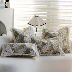 Cushion Cover Embroidered Jacquard Fern Velvet-Like & Fringed Edge