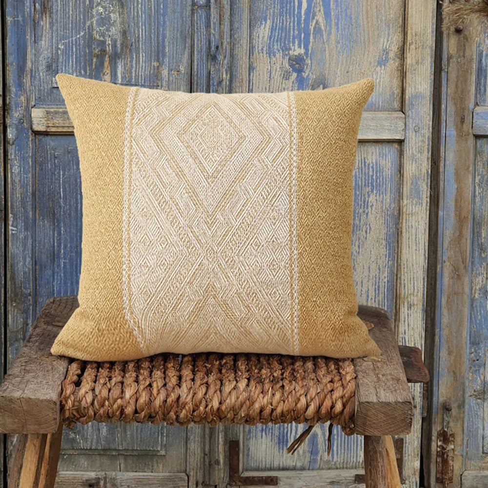 Cushion Cover Ethnic Jacquard Cotton Blend 18x18 Inch