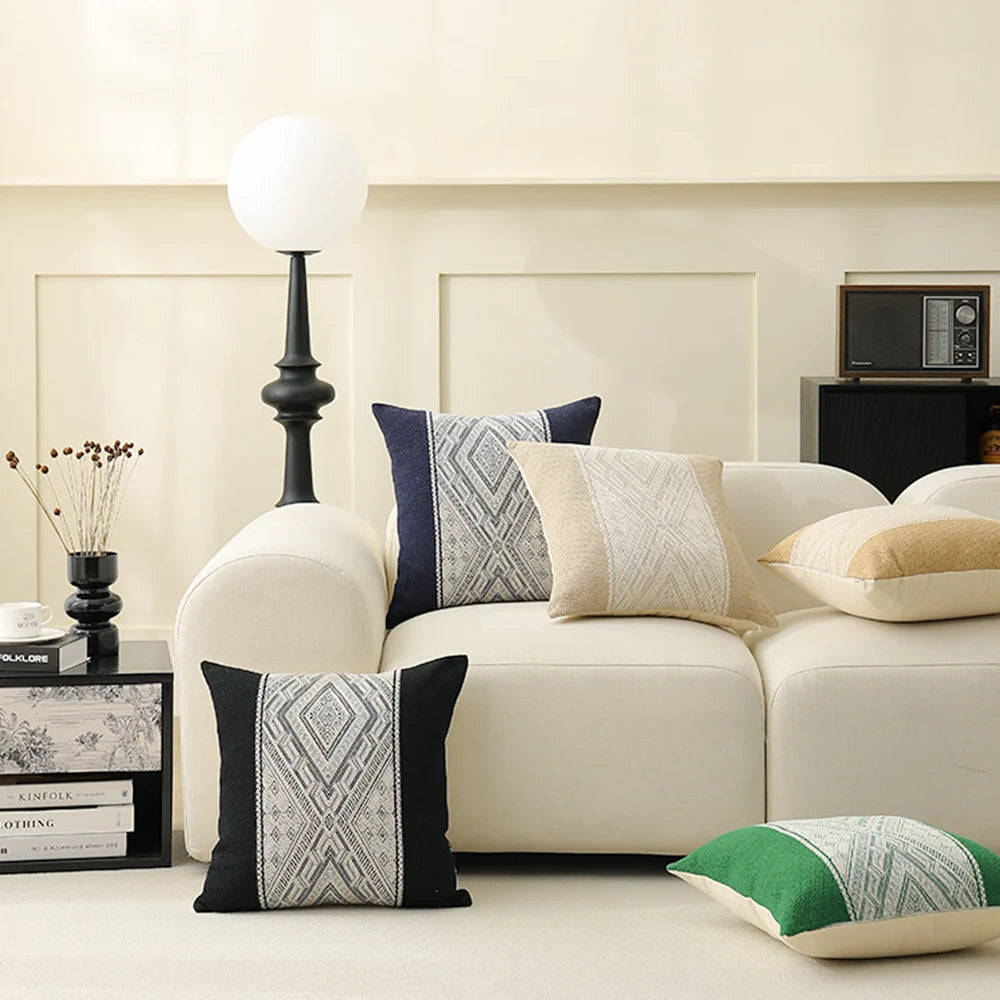 Cushion Cover Ethnic Jacquard Cotton Blend 18x18 Inch