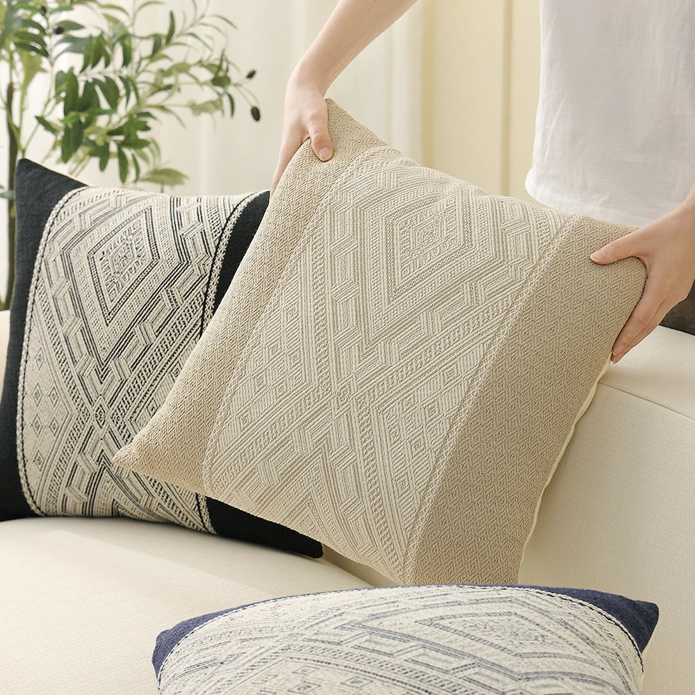 Cushion Cover Ethnic Jacquard Cotton Blend 18x18 Inch