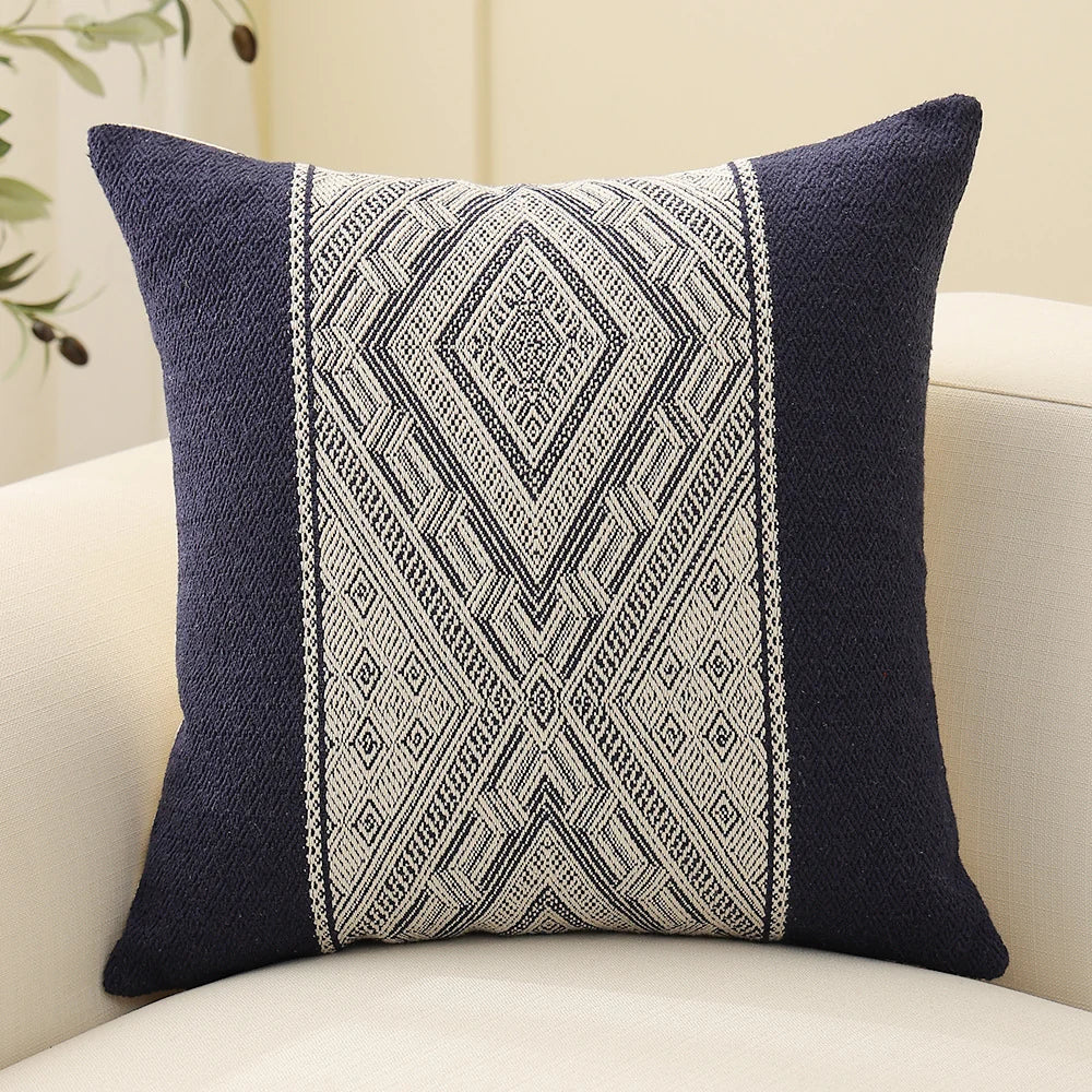 Cushion Cover Ethnic Jacquard Cotton Blend 18x18 Inch