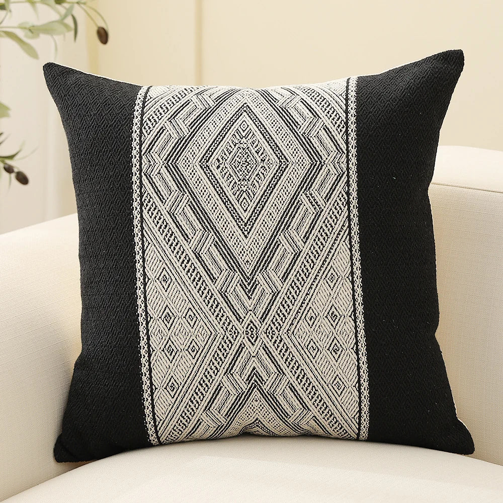 Cushion Cover Ethnic Jacquard Cotton Blend 18x18 Inch