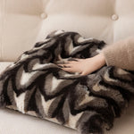 Cushion Cover Faux Fur Chevron Easy-Care