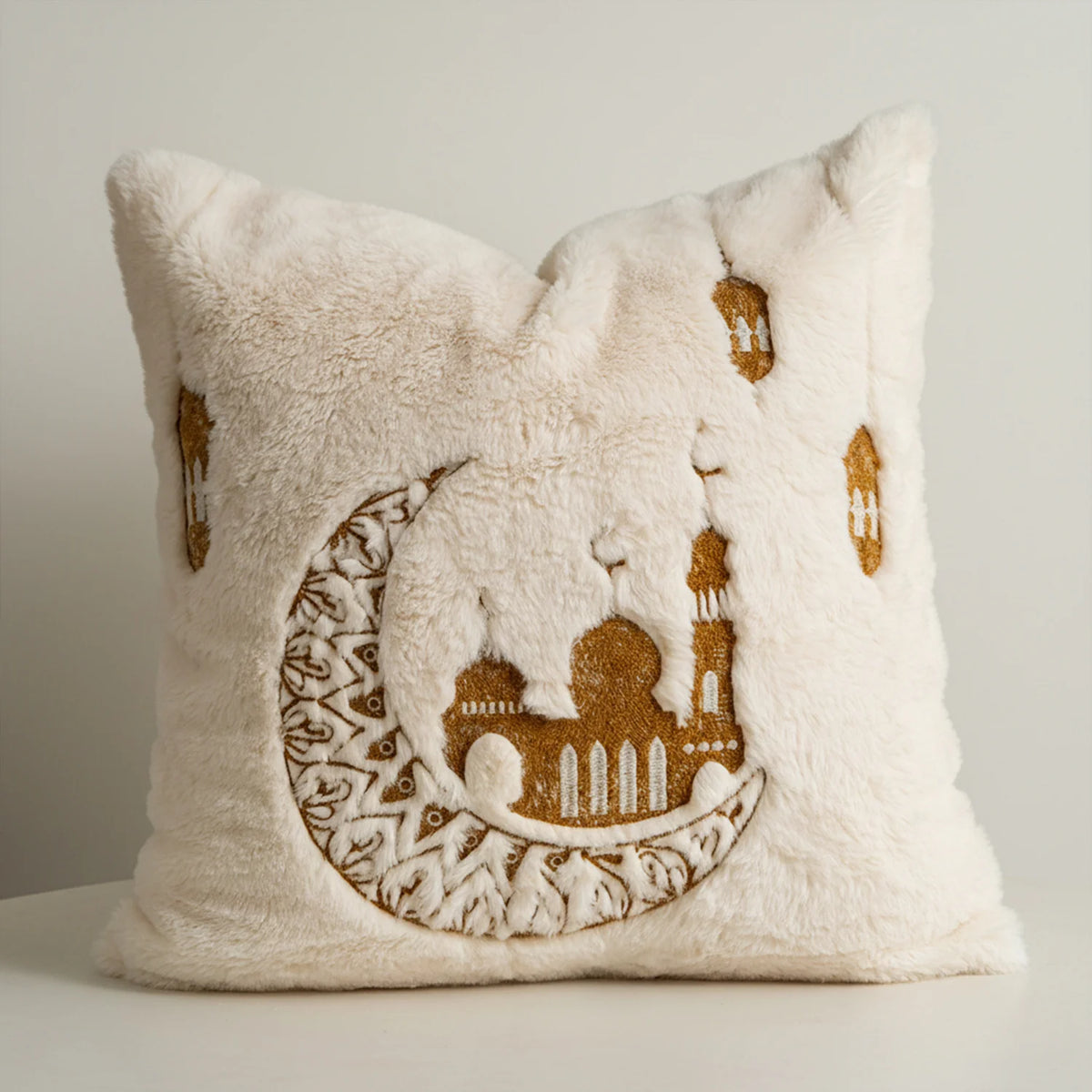 Cushion Cover Faux Fur Mandala Hidden Zipper 45x45 Cm