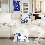 Cushion Cover Fine Cotton Hand-Tufted Dog Motif & Tassels