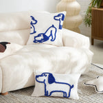 Cushion Cover Fine Cotton Hand-Tufted Dog Motif & Tassels