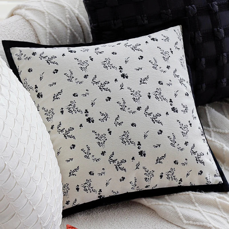 Cushion Cover Floral Jacquard Cotton-Poly Blend Hidden Zipper