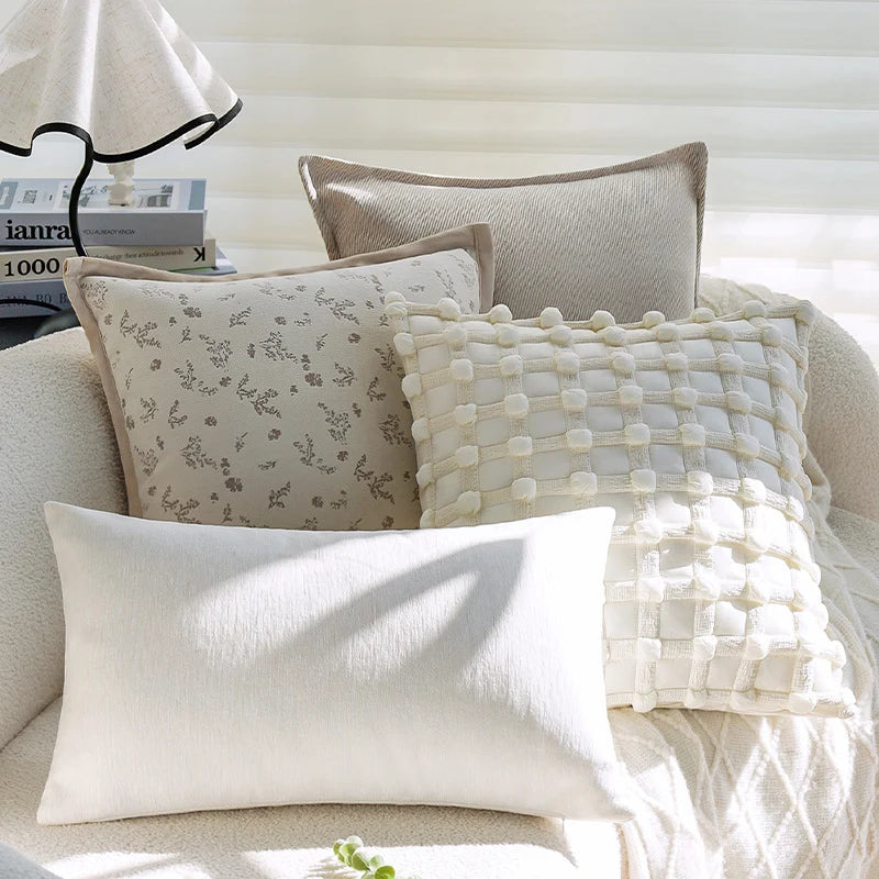 Cushion Cover Floral Jacquard Velvet Trim Machine Washable