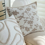 Cushion Cover Floral Jacquard Velvet Trim Machine Washable