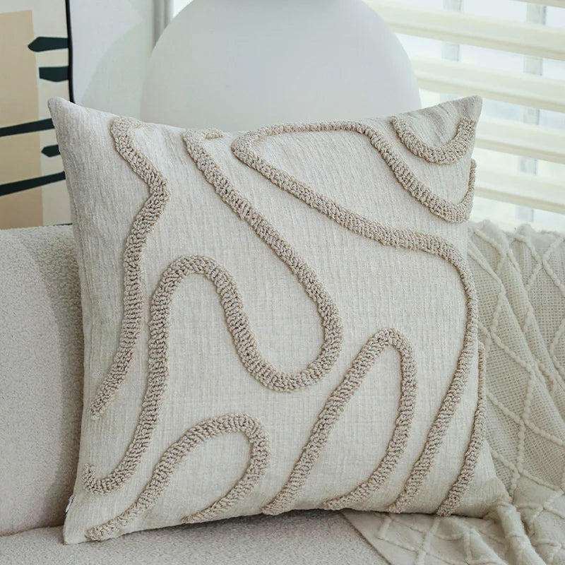 Cushion Cover Floral Jacquard Velvet Trim Machine Washable