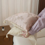 Cushion Cover Floral Jacquard With Corner Tassels