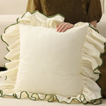 Cushion Cover Gathered Ruffle Cotton-Linen 18x18 Machine Washable