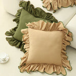 Cushion Cover Gathered Ruffle Cotton-Linen 18x18 Machine Washable