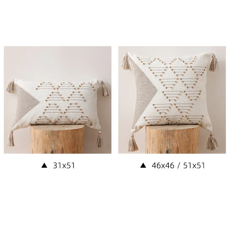 Cushion Cover Geometric Tufted Cotton Blend Machine Washable