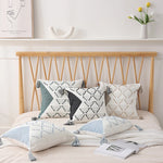 Cushion Cover Geometric Tufted Tassel Corners