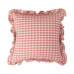 Cushion Cover Gingham Check Ruffle Trim Cotton Blend