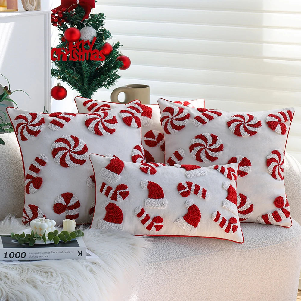 Cushion Cover Hand-Tufted 3D Motif Cotton-Linen Blend