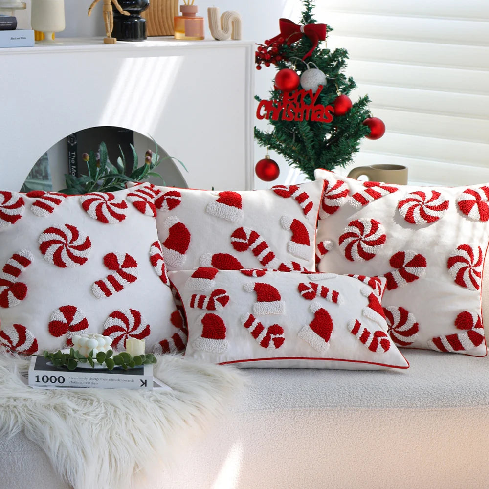 Cushion Cover Hand-Tufted 3D Motif Cotton-Linen Blend