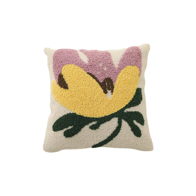 Cushion Cover Hand-Tufted Abstract Cotton Blend Hidden Zipper