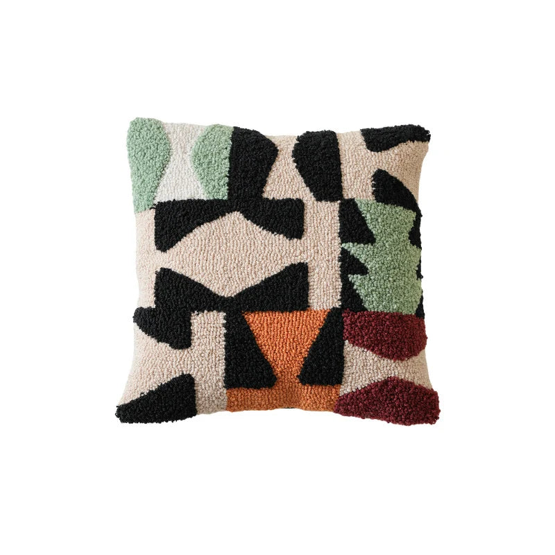 Cushion Cover Hand-Tufted Abstract Cotton Blend Hidden Zipper