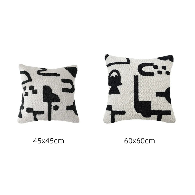 Cushion Cover Hand-Tufted Abstract Cotton Blend Hidden Zipper