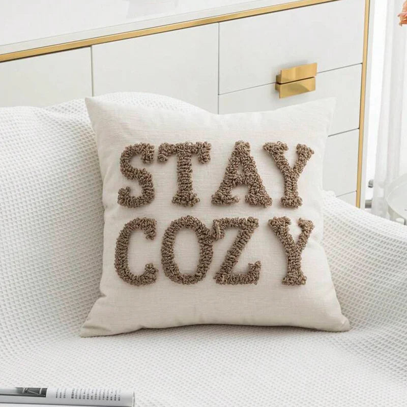 Cushion Cover Hand-Tufted Bouclé Cotton-Linen Blend