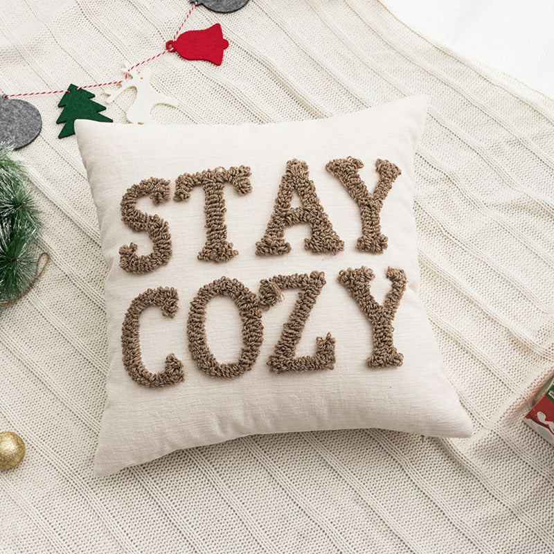 Cushion Cover Hand-Tufted Bouclé Cotton-Linen Blend