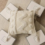 Cushion Cover Hand-Tufted Chevron Pom-Poms & Tassels Hidden Zipper