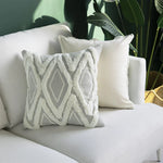 Cushion Cover Hand-Tufted Diamond Bouclé Cotton Blend 18x18 Inch