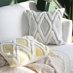 Cushion Cover Hand-Tufted Diamond Bouclé Cotton Blend 18x18 Inch