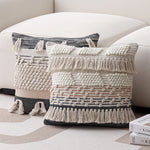 Cushion Cover Handwoven Bouclé Fringe Cotton Blend