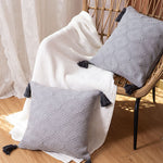 Cushion Cover Handwoven Cotton Blend Jacquard Tassels Concealed Zipper