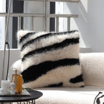 Cushion Cover High-Pile Faux Fur Zebra Stripe