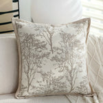 Cushion Cover Jacquard Forest Motif Velvet Piping & Machine-Washable