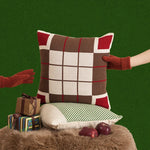 Cushion Cover Knitted Cotton Geometric Check 18×18 Cover Only