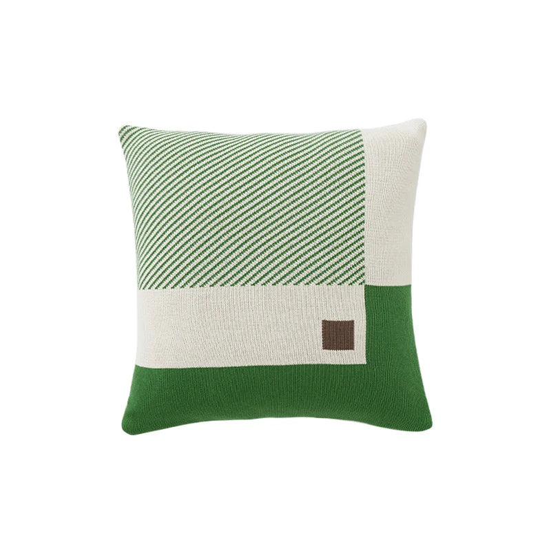 Cushion Cover Knitted Cotton Geometric Check 18×18 Cover Only