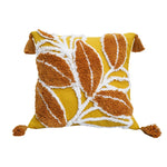 Cushion Cover Leaf Tufting & Tassels Chenille Hidden Zipper